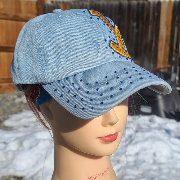 Ladies Blue Denim BLING Hat NEW - Picture 3 of 4